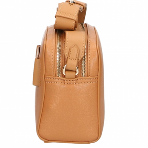 Plein Sport Chic Camel-Toned Crossbody with Double Zip Closure