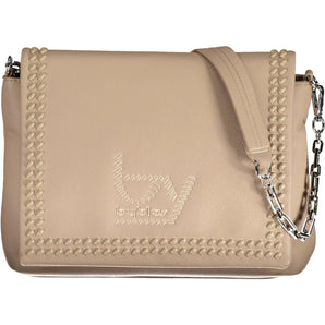 BYBLOS Bolso de hombro beige con asa de cadena y detalles en contraste