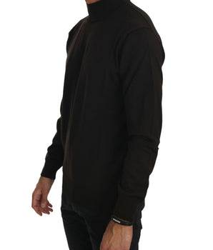 MILA SCHÖN Brown Turtle Neck Pullover Wool Sweater