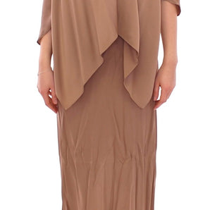 Lamberto Petri Elegant Brown Silk Shift Dress