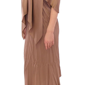 Lamberto Petri Elegant Brown Silk Shift Dress