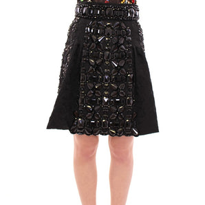 Dolce &amp; Gabbana Black Crystal Embellished Masterpiece Skirt