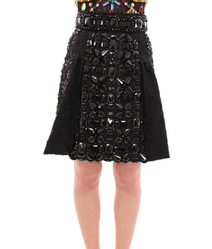 Dolce &amp; Gabbana Black Crystal Embellished Masterpiece Skirt