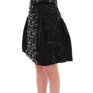 Dolce &amp; Gabbana Black Crystal Embellished Masterpiece Skirt