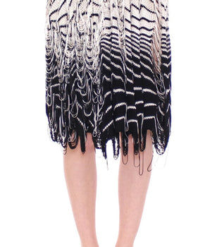 Alice Palmer White Black Knitted Asymmetrical Skirt