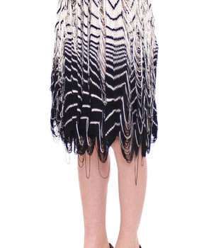 Alice Palmer White Black Knitted Asymmetrical Skirt