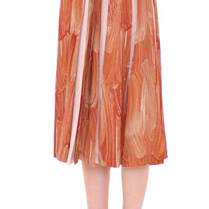 Licia Florio Orange Brown Below-Knee Chic Skirt