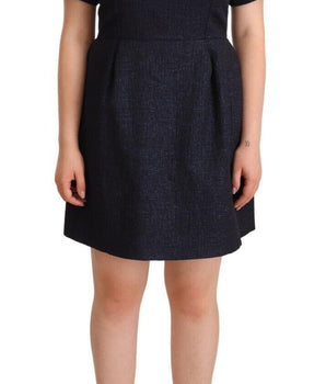 L'Autre Chose Black Embellished Short Sleeves Mini A-line Dress