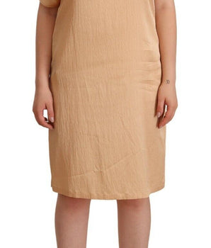 Moschino Beige One Sleeve Knee Length Shift Dress