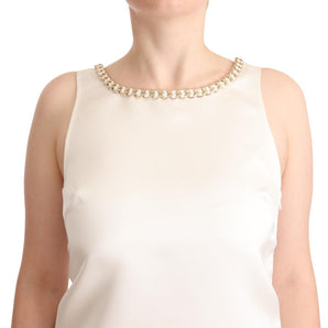 Elisabetta Franchi Elegant Sleeveless Mini Dress with Embellished Neckline