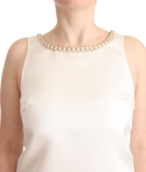 Elisabetta Franchi White Polyester Sleeveless Mini Shift Dress