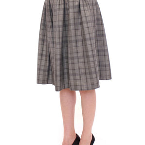 NOEMI ALEMÁN Elegant Gray Checkered Wool Shorts Skirt