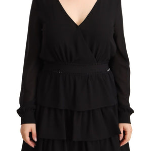 Liu Jo Elegant Black A-Line Mini Dress with Long Sleeves