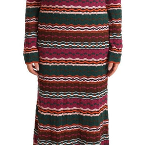 Vestido tubo de manga larga a rayas multicolor de Missoni