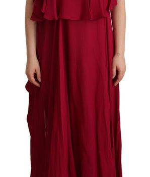 PLEIN SUD Orchid Silk Sleeveless Long Maxi Ruffle Shift Dress