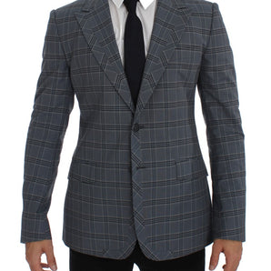 Dolce & Gabbana Elegant Blue Checkered Slim Fit Blazer