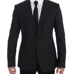 Dolce &amp; Gabbana Chic Gray Striped Wool Blazer Jacket