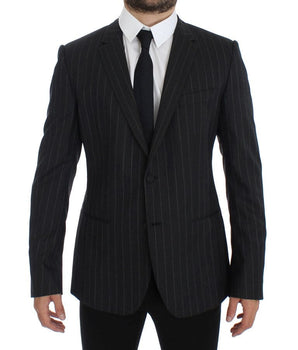 Dolce & Gabbana Chic Gray Striped Wool Blazer Jacket Dolce & Gabbana 