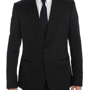 Dolce & Gabbana Exclusive Black Silk One Button Blazer