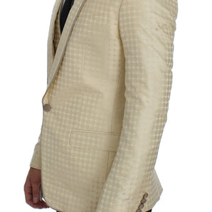 Dolce & Gabbana Sophisticated Beige Polka Dotted Blazer & Vest