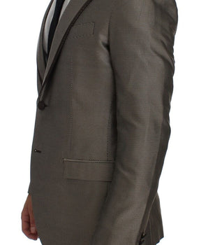 Dolce & Gabbana Elegant Brown Silk Two-Button Slim Blazer Dolce & Gabbana 