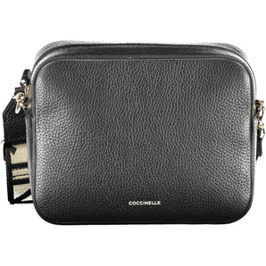 Coccinelle Elegant Black Leather Shoulder Bag with Contrasting Details