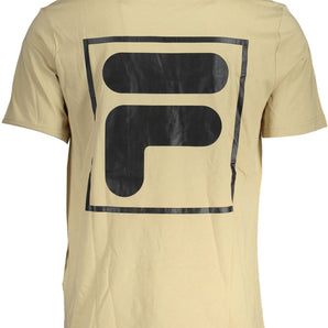 Fila Beige Round Neck Cotton Tee with Logo Print