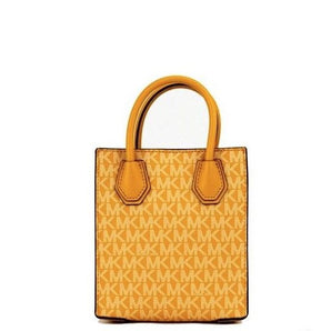 Michael Kors Mercer XS Honeycomb Gold Signature PVC Bolso bandolera North South Shopper