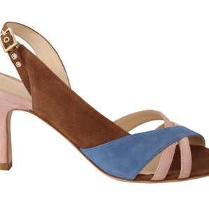 GIA COUTURE Chic Multicolor Suede Slingback Heel Sandals