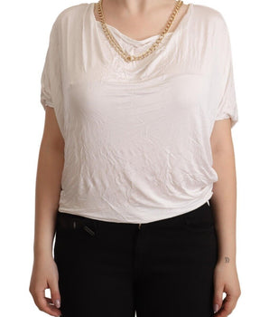 Guess By Marciano White Short Sleeves Gold Chain T-shirt Top