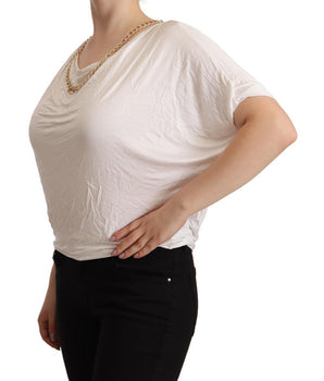 Guess By Marciano White Short Sleeves Gold Chain T-shirt Top