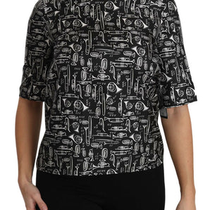 Dolce &amp; Gabbana Exquisite Trumpet Print Silk Blouse