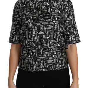 Dolce &amp; Gabbana Exquisite Trumpet Print Silk Blouse