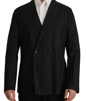 Dolce & Gabbana Black Polka Dotted Cotton Blazer Jacket