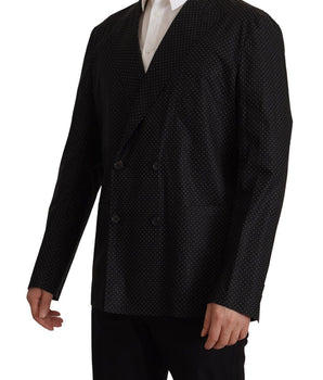 Dolce & Gabbana Black Polka Dotted Cotton Blazer Jacket