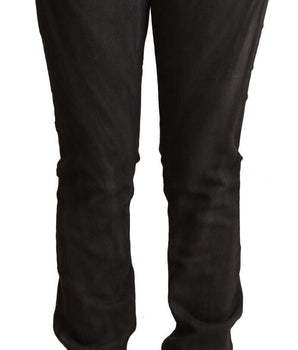 Costume National Black Cotton Mid Waist Skinny Pants