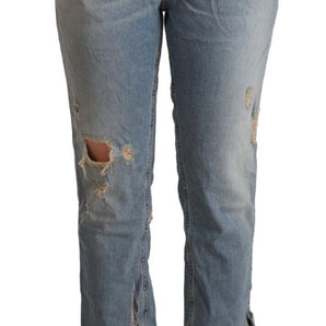 CYCLE Chic Distressed Mid Waist Cropped Denim