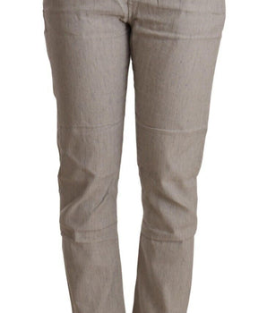 CYCLE Elegante pantalón cónico de lino gris claro