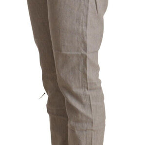 CYCLE Elegant Light Gray Tapered Linen Pants