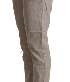 CYCLE Elegante pantalón cónico de lino gris claro