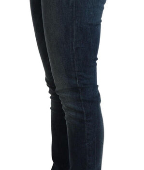 Acht Blue Washed Cotton Slim Fit Denim Low Waist Jeans