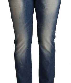 Acht Blue Washed Mid Waist Folded Hem Skinny Jeans