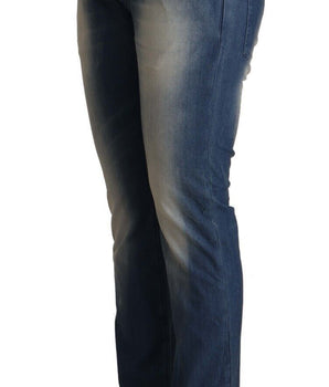 Acht Blue Washed Mid Waist Folded Hem Skinny Jeans