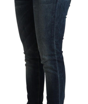 Acht Blue Washed Cotton Low Waist Slim Fit Denim Jeans