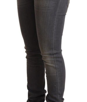 Acht Dark Gray Washed Cotton Denim Skinny Jeans