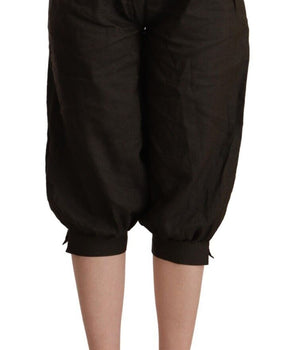 GF Ferre Elegantes pantalones harén recortados en color marrón