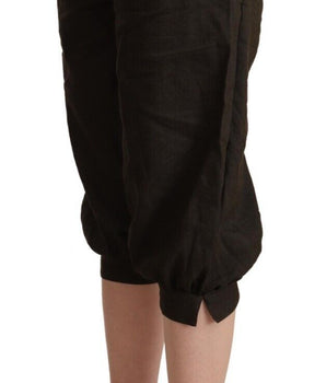 GF Ferre Elegantes pantalones harén recortados en color marrón