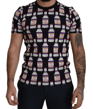 Dolce &amp; Gabbana Elegante camiseta negra con estampado Bacio Di Venere