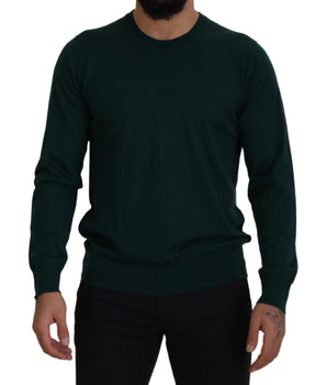 Dolce & Gabbana Green Cashmere Crewneck Pullover Sweater
