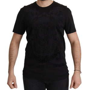 Dolce &amp; Gabbana Elegant Black Baroque Crewneck Tee